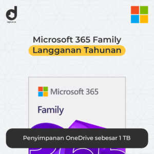 Microsoft 365 Family langganan tahunan dengan penyimpanan OneDrive 1 TB per pengguna